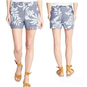 NWT  Old Navy Womens Chambray Blue White Floral Linen Blend  Everyday Shorts  16
